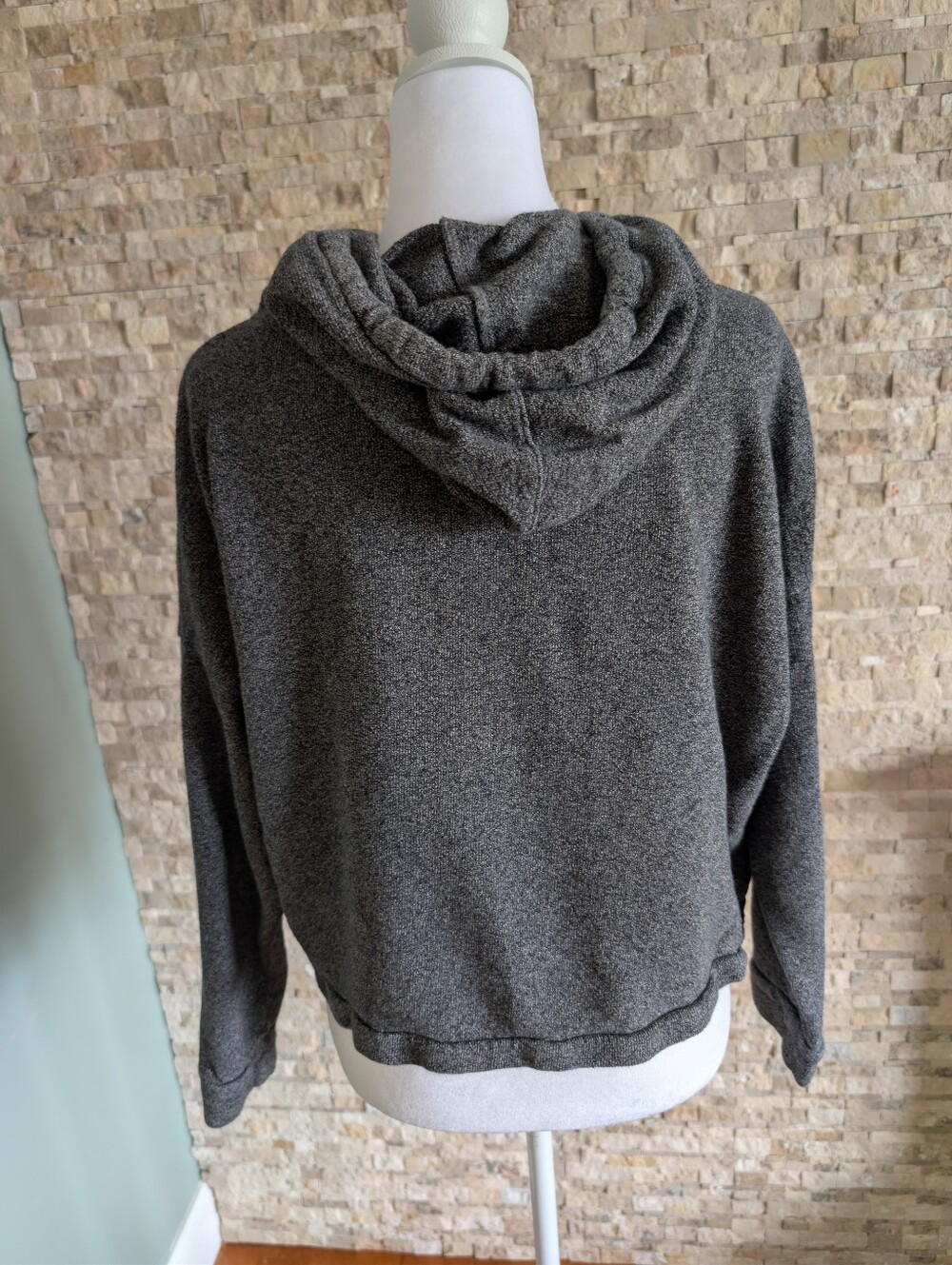 Madewell Tone Hoodie Sweatshirt 100% Cotton Dark Grey Terry Sz Small Loungewear image 3